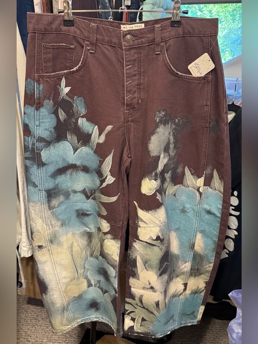 NWT Free People We The Free Good Luck Printed Barrel Jeans - Washed Floral - 29 - Picture 11 of 15